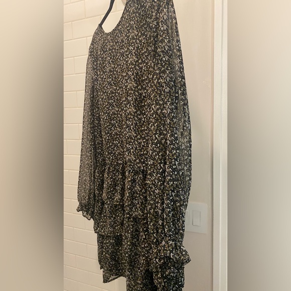 ASOS Dresses & Skirts - Black flower ruffle dress with long sleeves.